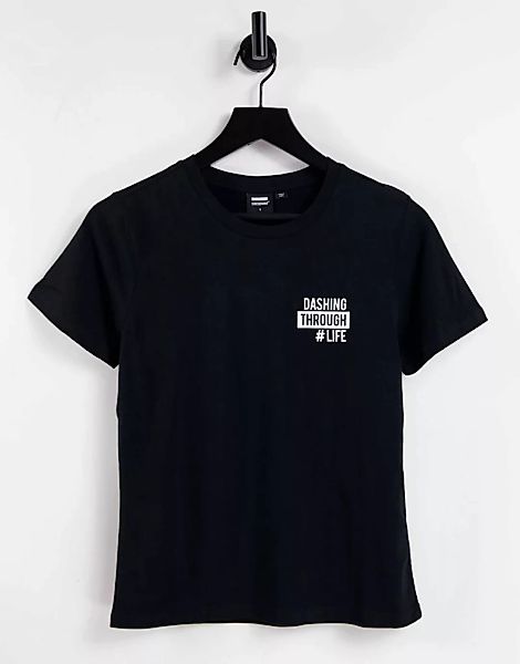 Dr Denim – Luna – T-Shirt in Schwarz mit Logo günstig online kaufen