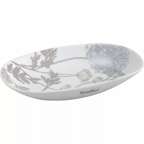 baliv Seifenschale Keramik Weiß-Grau Motiv Blume günstig online kaufen