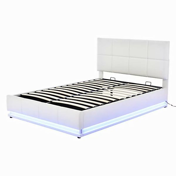 IDEASY Polsterbett Doppelbett, 140x200 cm, mit 16-farbige LED-Beleuchtung ( günstig online kaufen