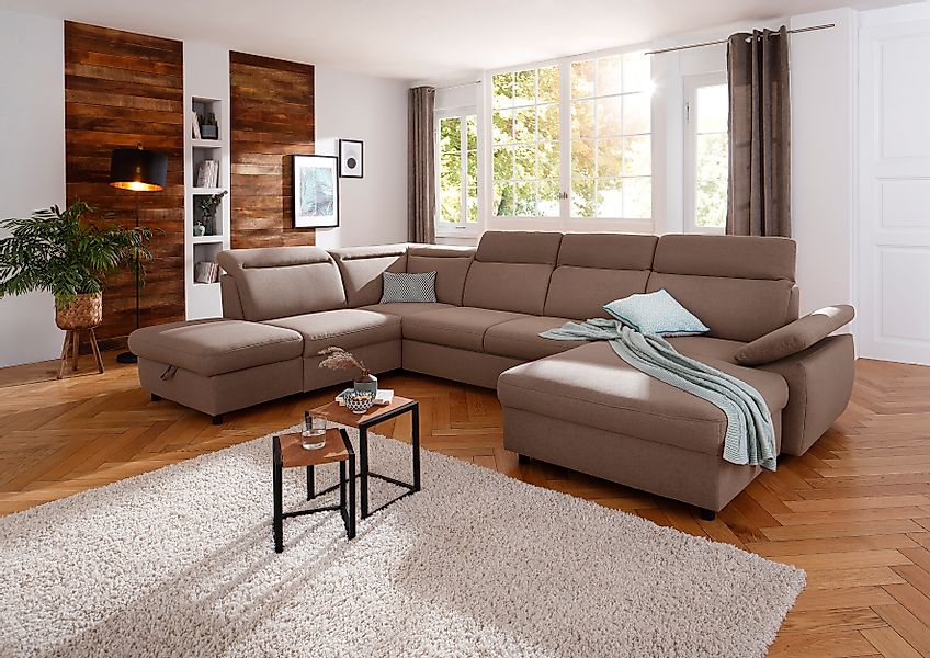 Home affaire Wohnlandschaft »Mauritius U-Form« mit Kopfteil- und Armlehnver günstig online kaufen