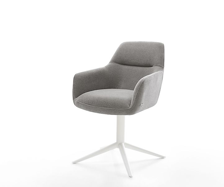 Drehstuhl Pejo-Flex Strukturstoff Soft Grau Fußkreuz Weiß 360° drehbar Wipp günstig online kaufen