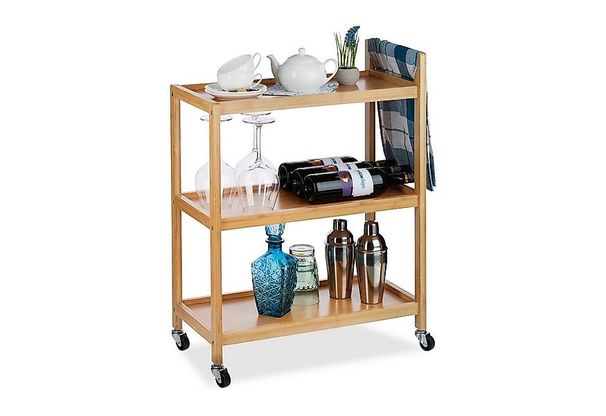 relaxdays Küchenwagen Servierwagen Bambus günstig online kaufen