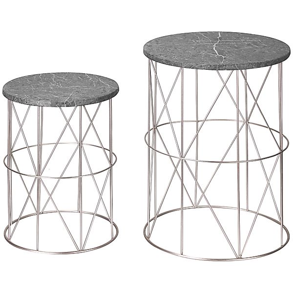 Outsunny 2er-Set Gartentisch Beistelltische Retro Couchtische mit Metallkor günstig online kaufen