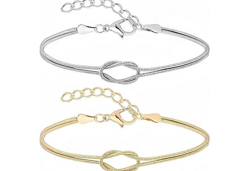 FOUORTUNATE-BEE Armband Set 2er Set Damenarmbänder Gold & Silber – Verstell günstig online kaufen
