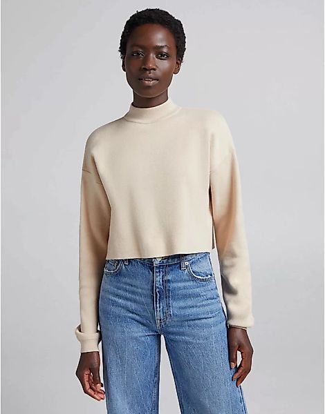 Bershka – Pullover mit kurzem Schnitt und hochgeschossenem Rundhalsausschni günstig online kaufen
