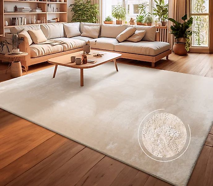 Teppich »Andeer«, rechteckig, 14 mm Höhe, Kurzflor, Uni Farben, weich & kus günstig online kaufen