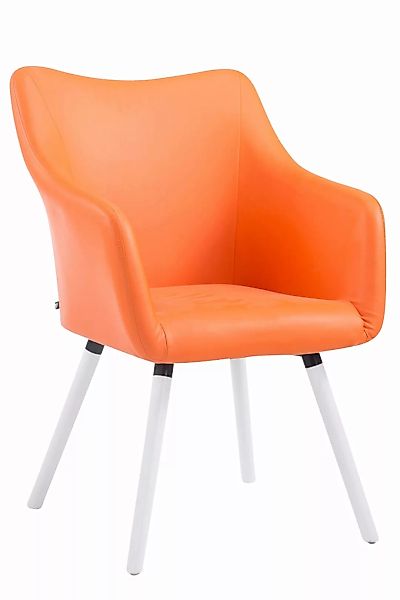 Besucherstuhl McCoy V2 Weiß Kunstleder orange günstig online kaufen