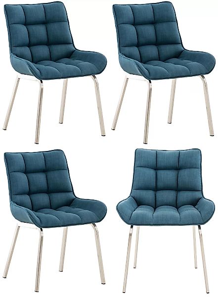 4er Set Stuhl Saranda Stoff edelstahl blau günstig online kaufen