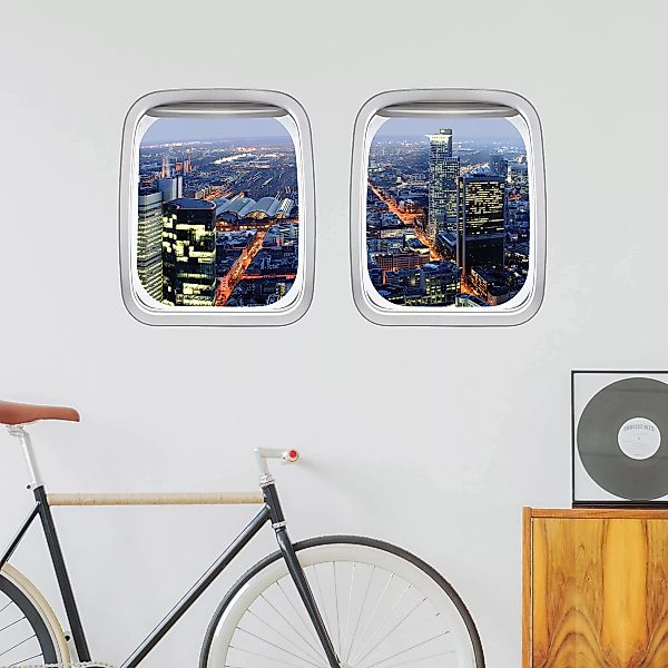 3D Wandtattoo Doppelfenster Flugzeug Frankfurt günstig online kaufen