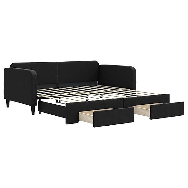 vidaXL Bett, Tagesbett Ausziehbar mit Schubladen Schwarz 90x190 cm Stoff günstig online kaufen