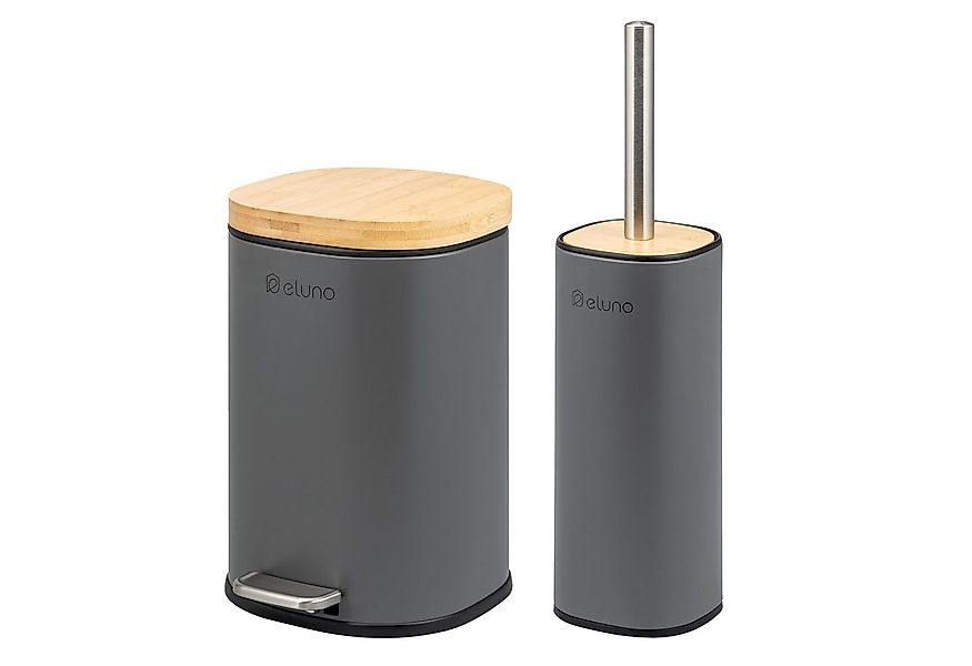 eluno Badaccessoire-Set Badezimmerset aus Metall und Bambus, 2 tlg. günstig online kaufen