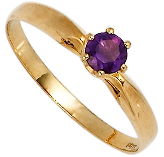 Schmuck Krone Goldring Ring mit Amethyst & 585 Gelbgold schlicht, Gold 585 günstig online kaufen