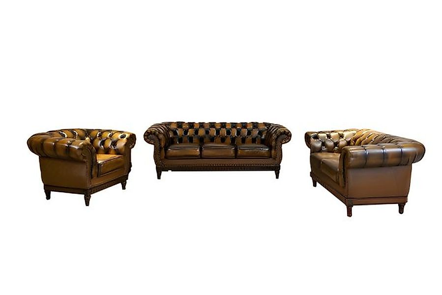 Salottini Chesterfield-Sofa Chesterfield London Sofagarnitur 3/2/1 Ledergar günstig online kaufen