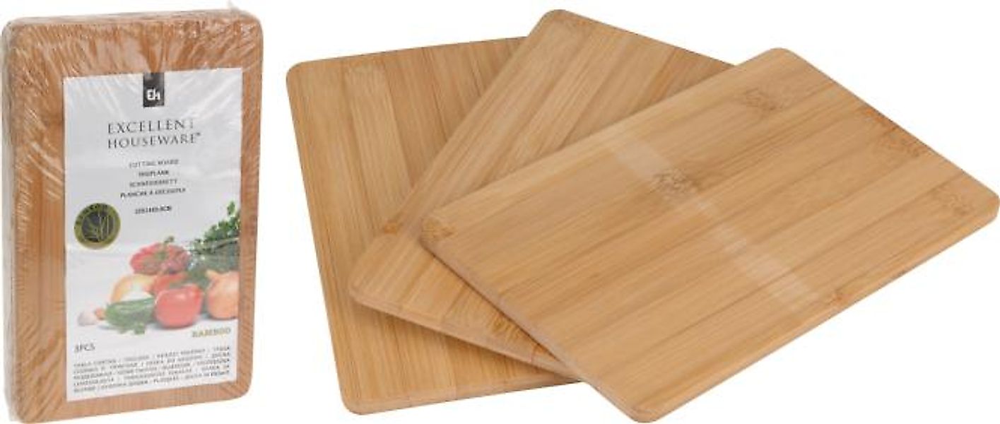 SCHNEIDEBRETT 3er Set ca. 22x14 cm Holz Hellbraun günstig online kaufen