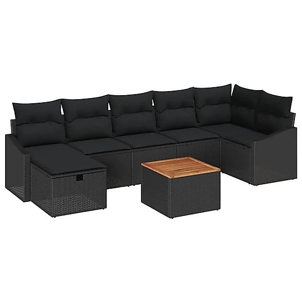vidaXL Garten-Sofa-Set mit Kissen 8-Tlg Schwarz Poly Rattan 3359576 günstig online kaufen