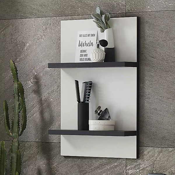 Badezimmer Regal in Weiß und Schwarz 2 Böden günstig online kaufen