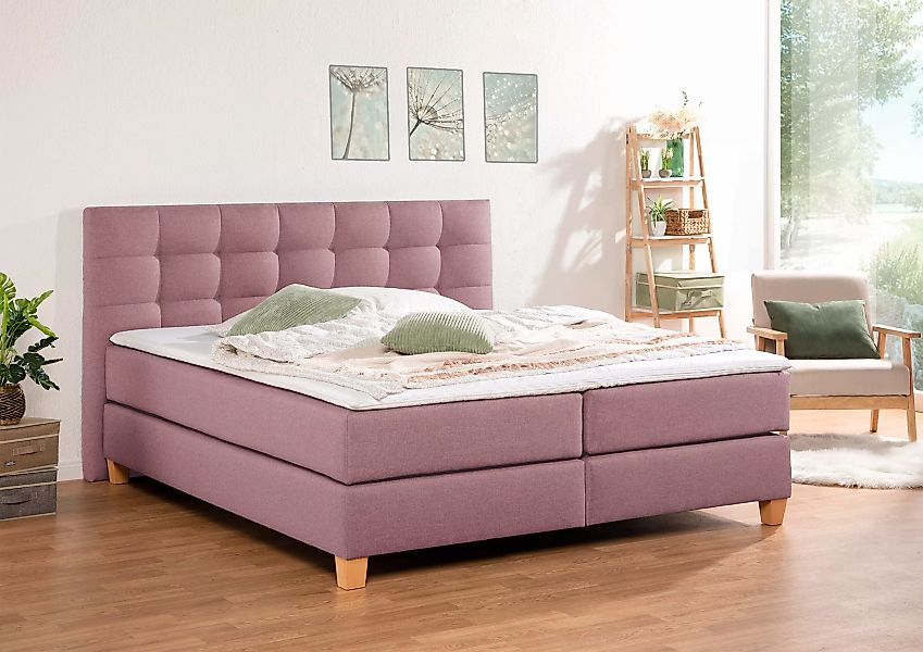 Home affaire Boxspringbett "Moulay", inkl. Topper, in Überlänge 220 cm, 3 H günstig online kaufen