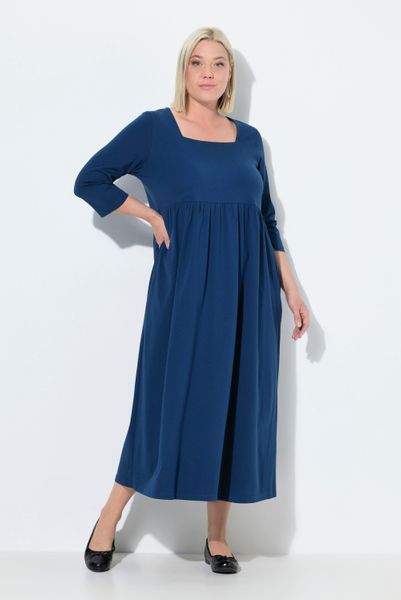 Ulla Popken Maxikleid Jerseykleid A-Linie Carré-Ausschnitt günstig online kaufen