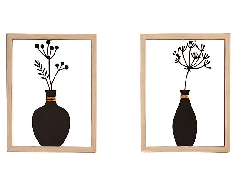 Dekoleidenschaft Wanddekoobjekt "Vase" Metall Wanddeko schwarz günstig online kaufen