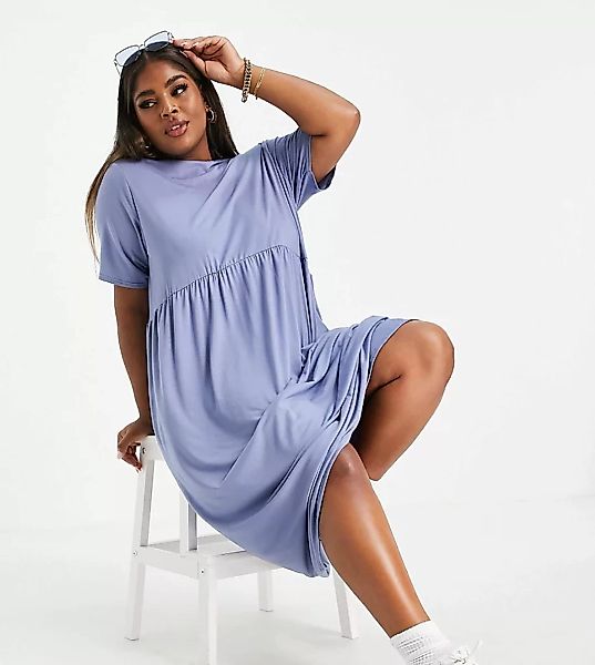 Yours – Maxi-T-Shirt-Kleid in Blau günstig online kaufen