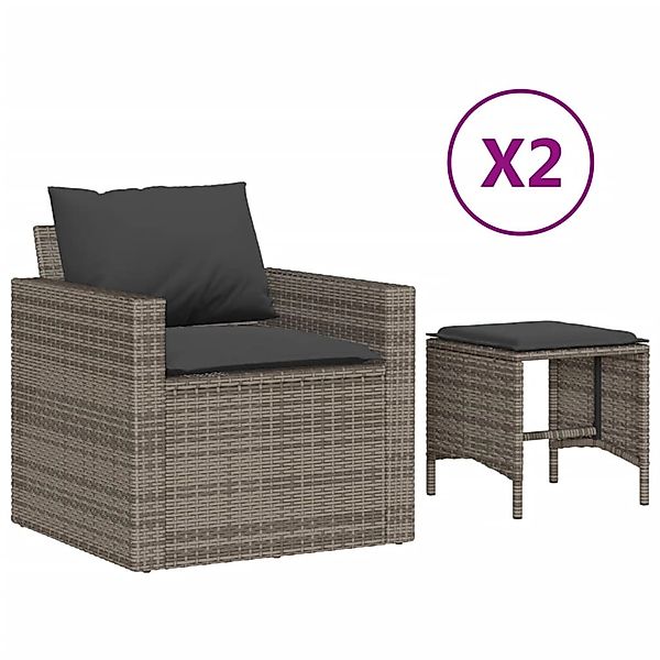 vidaXL 4-Tlg Garten-Sofagarnitur mit Kissen Grau Poly Rattan 366361 günstig online kaufen