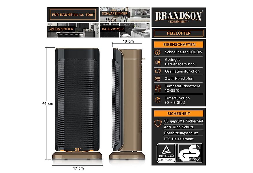 Brandson Heizlüfter Fernbedienung, energiesparend, leise, Oszillation, Kera günstig online kaufen