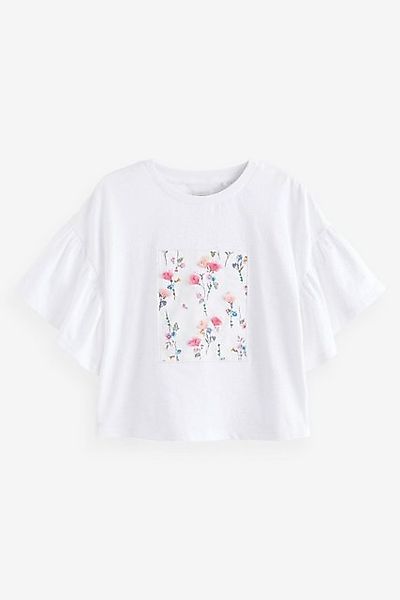 Next T-Shirt T-Shirt mit Rüschenärmeln mit Blumenapplikation (1-tlg) günstig online kaufen