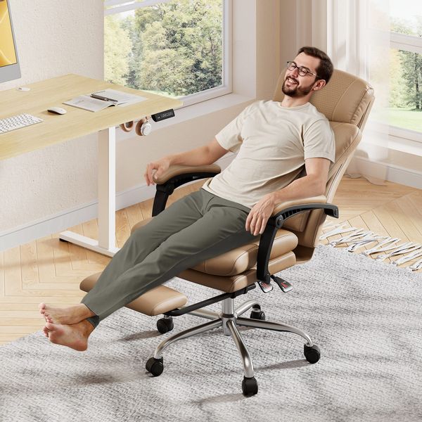 DEVAISE Bürostuhl mit Fußstütze, ergonomischer Chefsessel günstig online kaufen