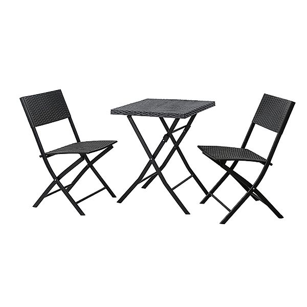 Svita Lima Bistroset 3-teilig 2 Stühle 1 Tisch Balkonset Klappbar Schwarz günstig online kaufen