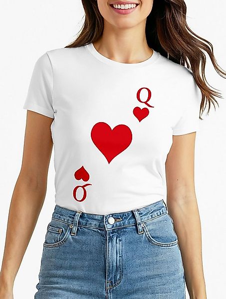 MoonWorks Print-Shirt Damen T-Shirt Kartenspiel Kostüm Spielkarten Gruppenk günstig online kaufen