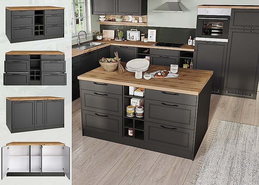 KOCHSTATION Kücheninsel »KS-Lana, Breite 153 cm«, MDF-Fronten, Arbeitsplatt günstig online kaufen
