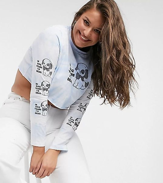 New Girl Order Curve – Kurz geschnittenes, langärmliges Shirt mit Grafik-Bl günstig online kaufen