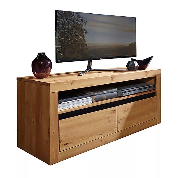 TV Lowboard 110,5 cm Massivholz WILSON-69 in Kiefer massiv eichefarbig, B/H günstig online kaufen
