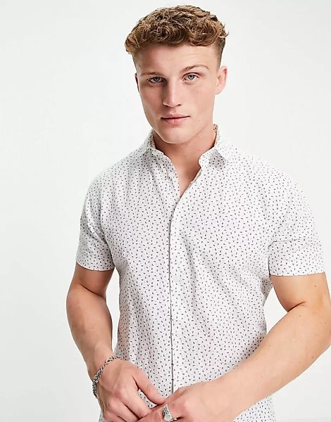 Selected Homme – Kurzärmliges Leinenhemd mit schmalem Schnitt-Weiß günstig online kaufen