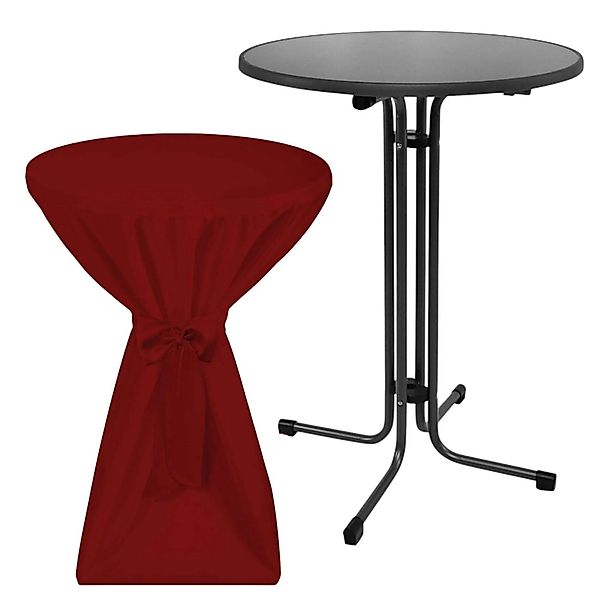 Beautissu Sylt Stehtisch Ø 70cm Grau mit Premium Stehtischhusse Ø 70cm Bord günstig online kaufen