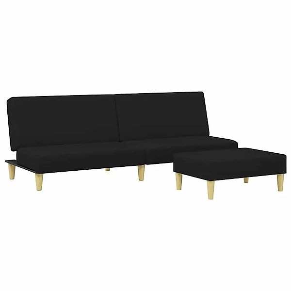 vidaXL Schlafsofa 2-Sitzer mit Fußhocker Schwarz Stoff 3216226 günstig online kaufen