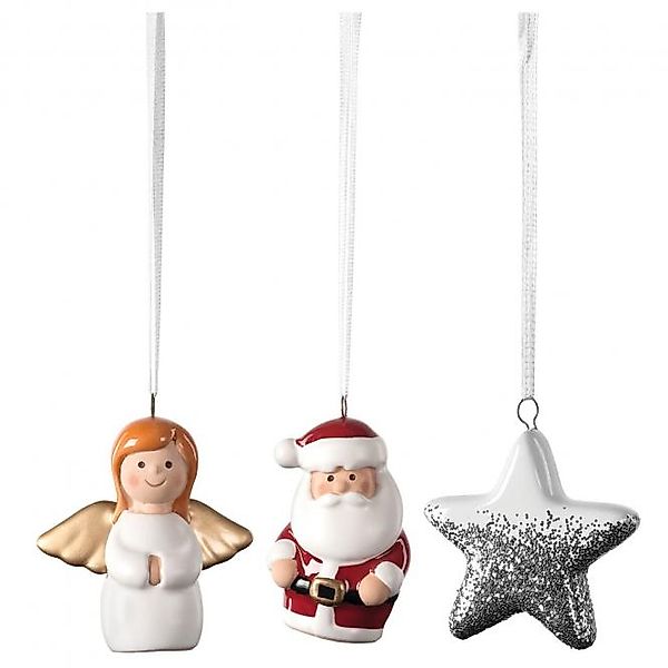 Deko-Anhänger 3er Set Engel, Nikolaus, Stern von Leonardo Weiss / Gold /Rot günstig online kaufen