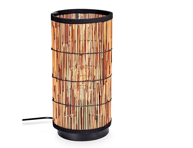 hofstein Tischleuchte moderne Tischlampe aus Metall/Rattan in Schwarz/Natur günstig online kaufen
