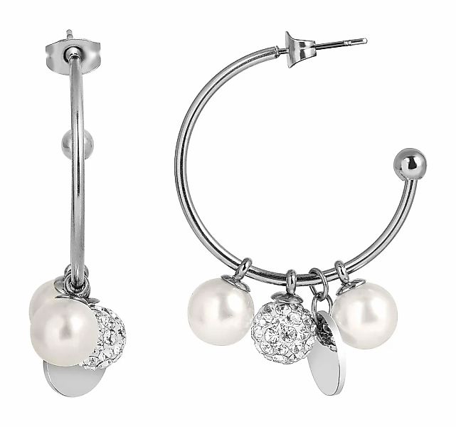 Adelia´s Paar Creolen "Damen Ohrringe – Creole aus Edelstahl mit Perle" Sch günstig online kaufen