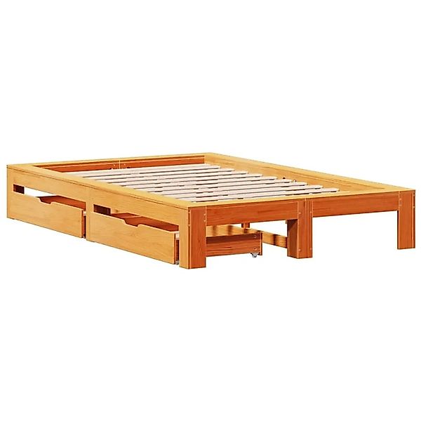vidaXL Massivholzbett ohne Matratze Wachsbraun 120x200 cm Kiefernholz 33090 günstig online kaufen
