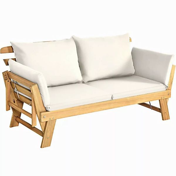 COSTWAY Loungesofa, Gartenbank mit klappbaren Seitenlehnen & Auflage günstig online kaufen