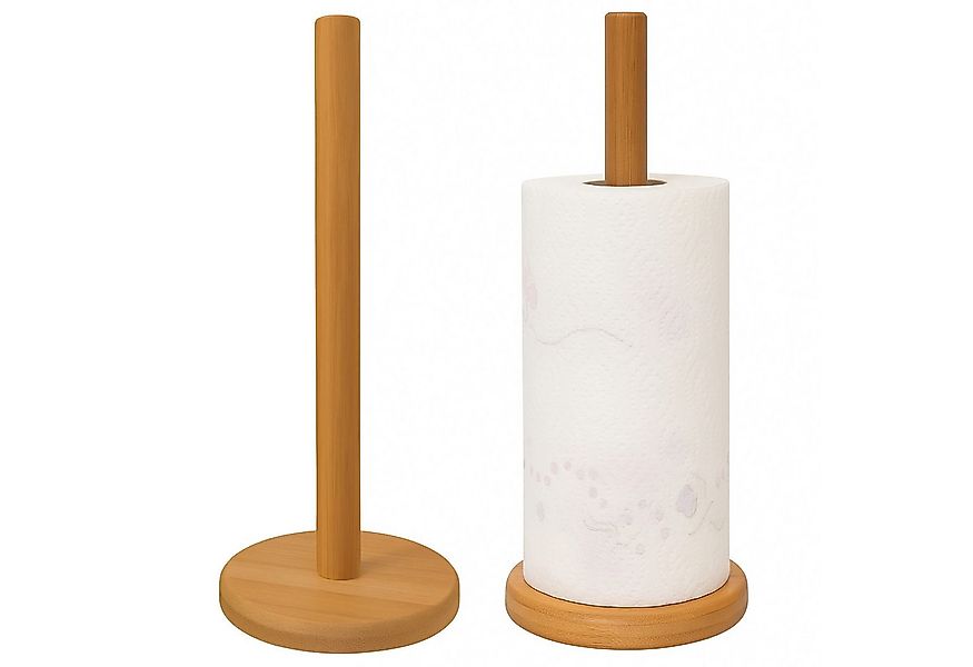 Koopman Küchenrollenhalter Papiertuchhalter Bambus 32 cm Holzständer Rund K günstig online kaufen