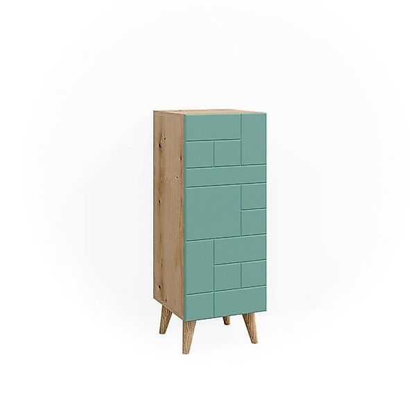 Vicco Midischrank Rudi Mintgrün/Eiche 30 x 80 cm mit Tür günstig online kaufen