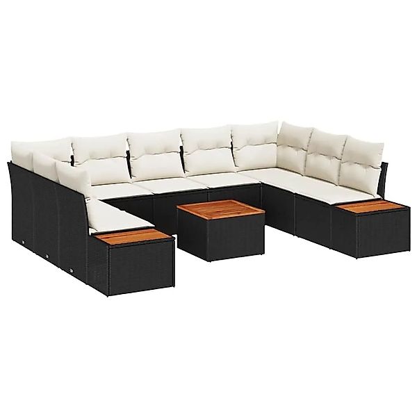 vidaXL Gartensofa-set mit Kissen 5-Tlg Schwarz und Creme Poly-Rattan 335683 günstig online kaufen