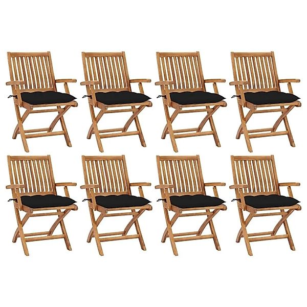 vidaXL Klappbare Gartenstühle mit Kissen 8 Stk Massivholz Teak 3072800 günstig online kaufen