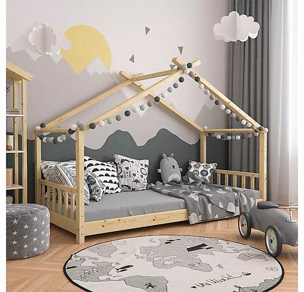 VitaliSpa® Kinderbett Hausbett Kinderhaus 90x200cm DESIGN Natur günstig online kaufen