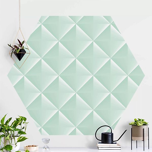 Hexagon Mustertapete selbstklebend Geometrisches 3D Rauten Muster in Mint günstig online kaufen