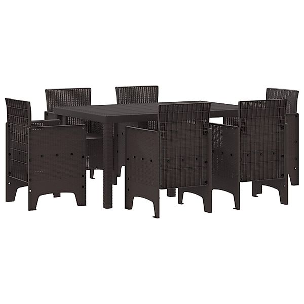 vidaXL 7-Teiliges Garten-Esszimmer-Set Braun Poly-Rattan 3378557 günstig online kaufen
