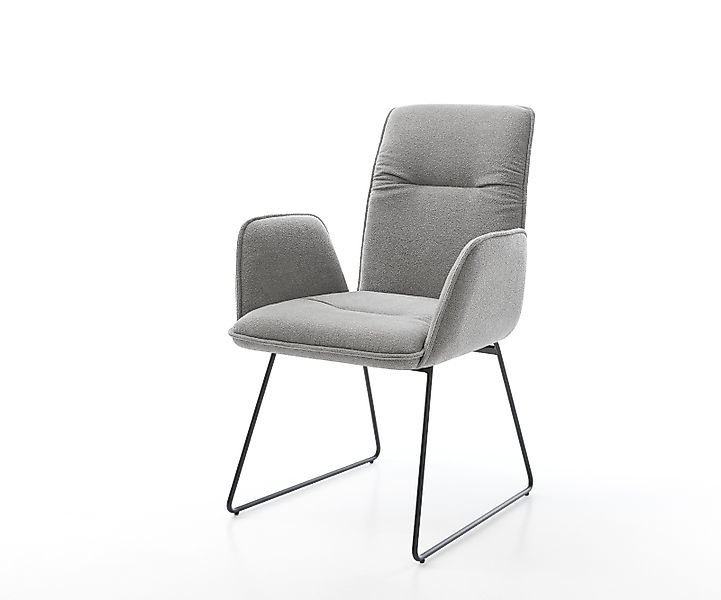 Esszimmerstuhl Vinja-Flex Strukturstoff Soft Grau Kufengestell Schwarz günstig online kaufen