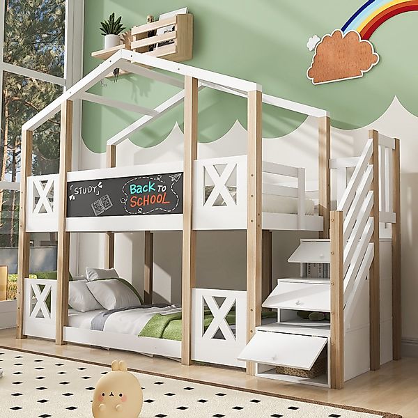 Merax Etagenbett, Kinderbett 90x200cm mit Treppe günstig online kaufen